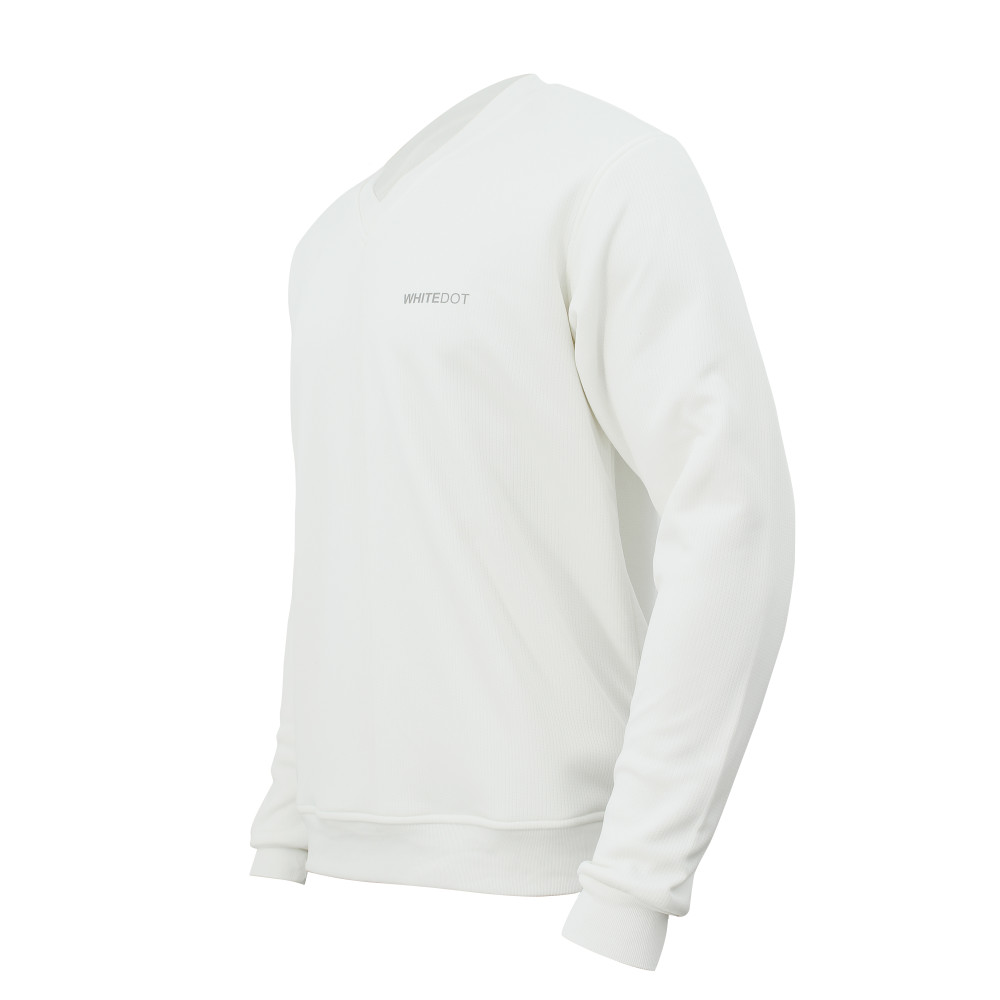 Whitedot Off White V Neck Full Sleeves Cricket Jumper